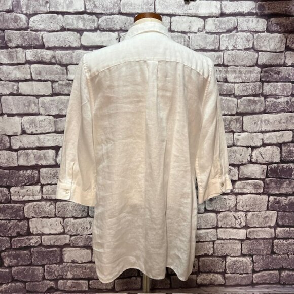 Chico's White Button Down No-Iron Blouse Size L - Picture 5 of 8